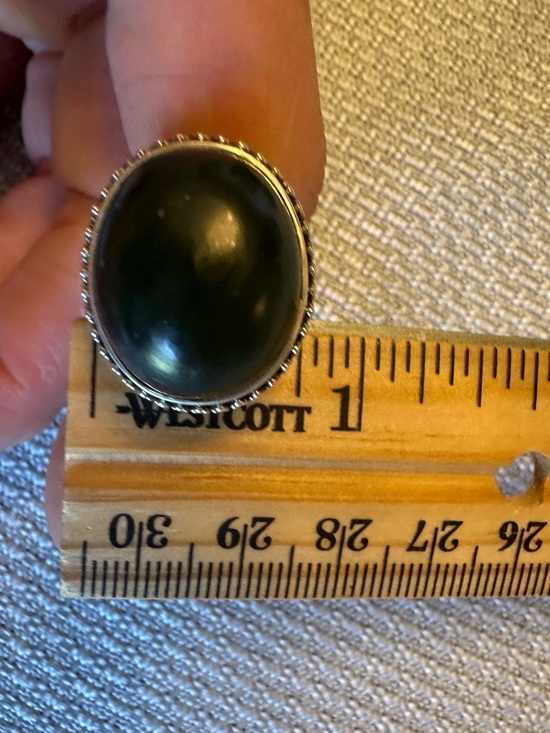 Antique Jade Cabochon Sterling Silver Ring - Etsy Vintage Sterling Silver 925 Nephrite Jade Cabochon Statement Ring Size 7.5